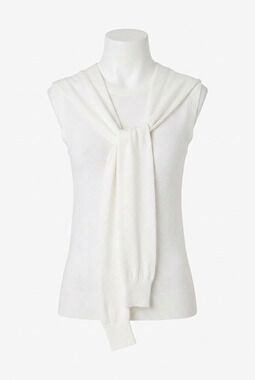 NEW FRENCH CONNECTION cashmere blend shoulder vest in porcelain cream